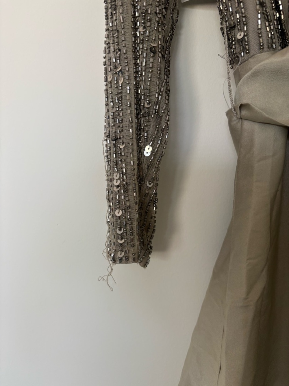 Pisarro Nights Sequin Bodice Taffeta Gown Bow Waist Long Sleeve Dress Size 6 NWT - Picture 9 of 9